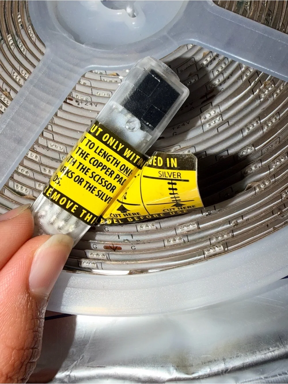 24V LED Light Strip Reel Roll White w/ Power Connector, White Cord